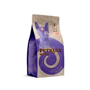 PETKULT Probiotic Care Hair & Skin, Salmon and Trout, сухой беззерновой корм для кошек, кожа и шерсть, пищеварительная система, 2 кг