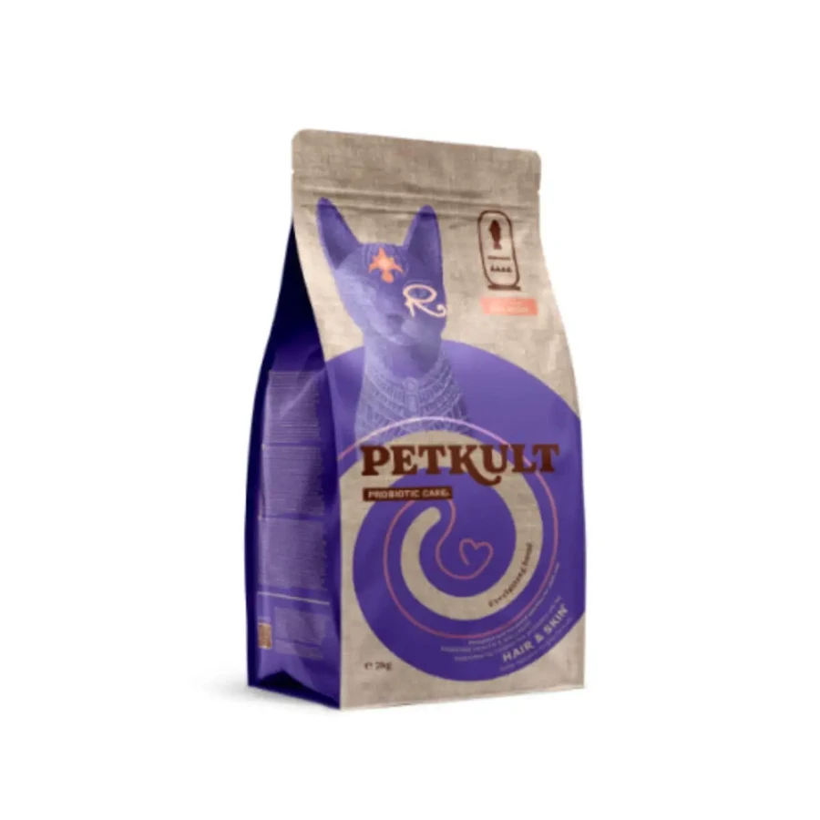 PETKULT Probiotic Care Hair & Skin, Salmon and Trout, сухой беззерновой корм для кошек, кожа и шерсть, пищеварительная система, 2 кг: цены и характеристики