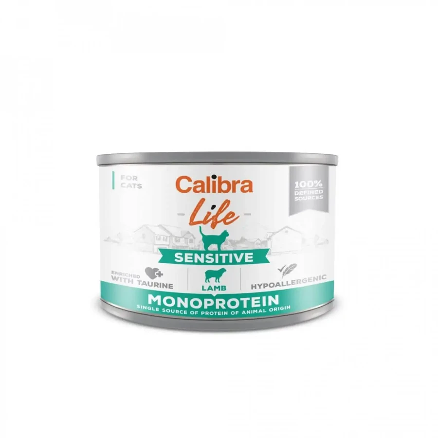 CALIBRA Life Sensitive, Ягненок, консервированный однобелковый беззерновой влажный корм для кошек, (паштет), 200 г: цены и характеристики