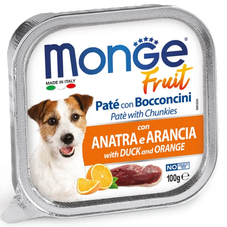 MONGE Fruit, XS-XL, Качка та апельсин, лоток, беззерновий вологий корм для собак, (у власному соку), 100г: ціни та характеристики