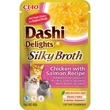 INABA Churu Dashi Delights Silky Broth, курячий та лососевий бульйон, пакетик вологого беззернового корму для котів, (топпінг), 40г