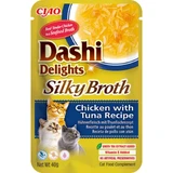 INABA Churu Dashi Delights Silky Broth, курячий бульйон з тунцем і тунцем, вологий беззерновий корм для котів, пакетик, (топпінг), 40г