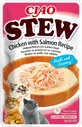 INABA Ciao Stew, лосось и курица, пакетик беззернового влажного корма для кошек, (в соусе), 40 г