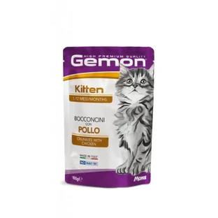 GEMON Kitten, Chicken, саше беззерновой влажный корм для молодых кошек, (в аспираторе), 100г