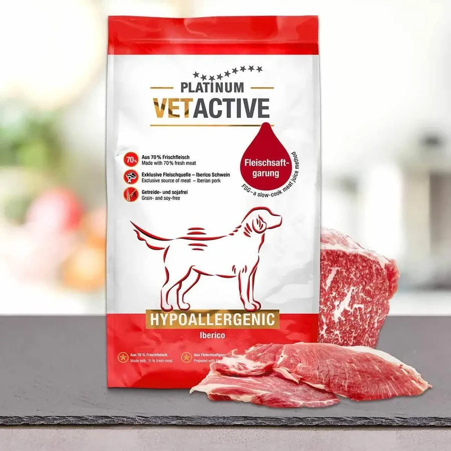 PLATINUM Vetactive Гіпоалергенний, XS-XL, Iberico, однопротеїновий сухий корм, беззерновий, однопротеїновий сухий корм для собак з алергією, напівгомеопатичний, 5 кг: ціни та характеристики