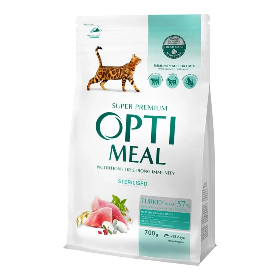 OPTIMEAL Sterilised, индейка, сухой корм для стерилизованных кошек, 700 г: цены и характеристики