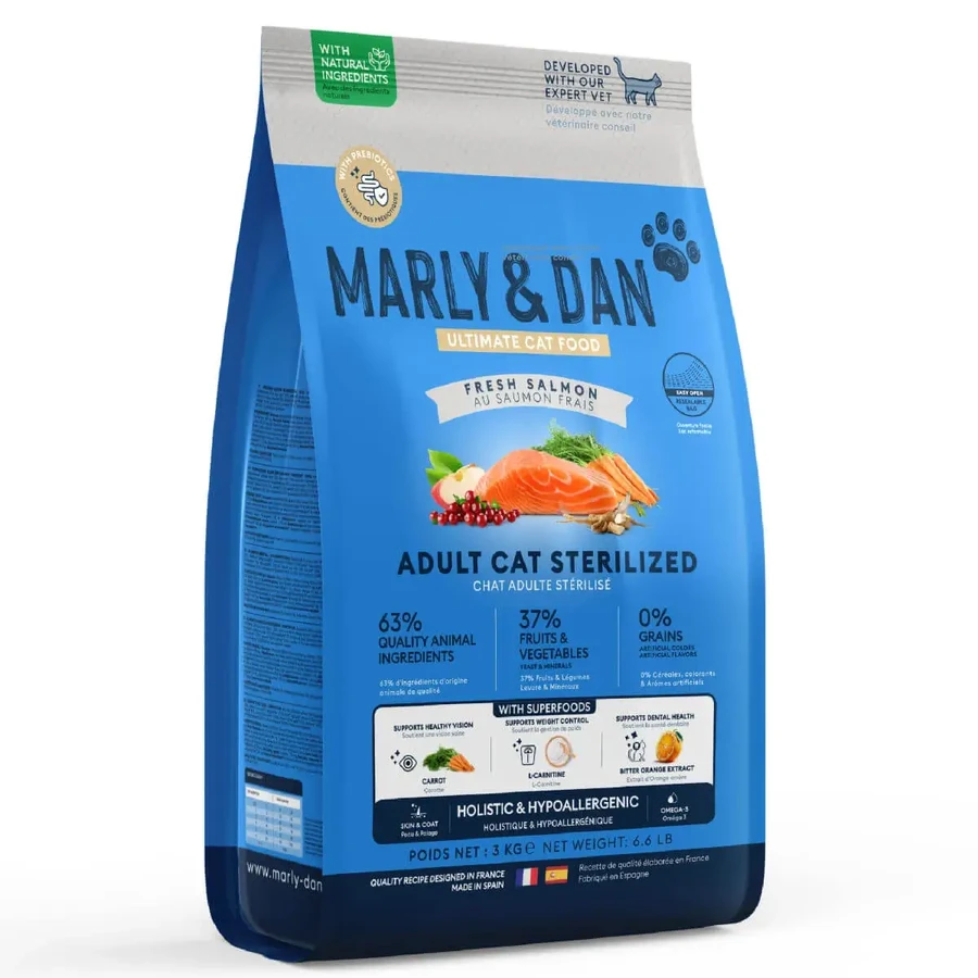 MARLY&DAN Sterilised , Salmon, беззерновой сухой корм для стерилизованных кошек, 400г: цены и характеристики