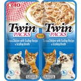 INABA Ciao Twin Packs, тунець, курка та гребінці, пакетик вологого беззернового корму для котів, (топпінг), 80г