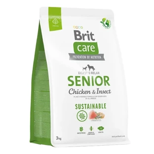 BRIT Care Sustainable Senior, XS-XL, курятина та комахи, сухий корм для собак старшого віку, травна система, 3 кг