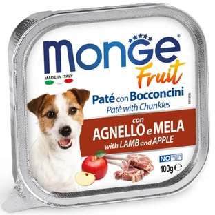 MONGE Fruit, XS-XL, ягня та яблука, беззерновий вологий корм для собак, (у власному соку), 100г, 100г