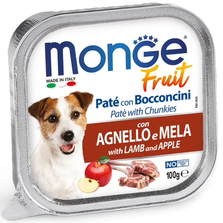 MONGE Fruit, XS-XL, ягня та яблука, беззерновий вологий корм для собак, (у власному соку), 100г, 100г: ціни та характеристики