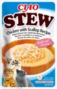 INABA Ciao Stew, Курица и гребешки, саше беззерновой влажный корм для кошек, (в соусе), 40 г