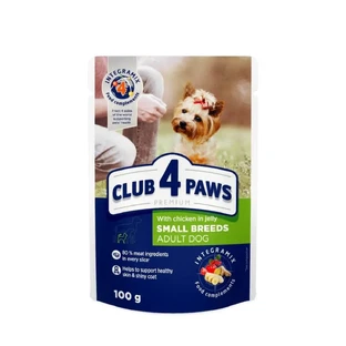 CLUB 4 PAWS Premium, XS-XL, курятина, вологий корм для собак у пакетиках, (в аспіді), 100г