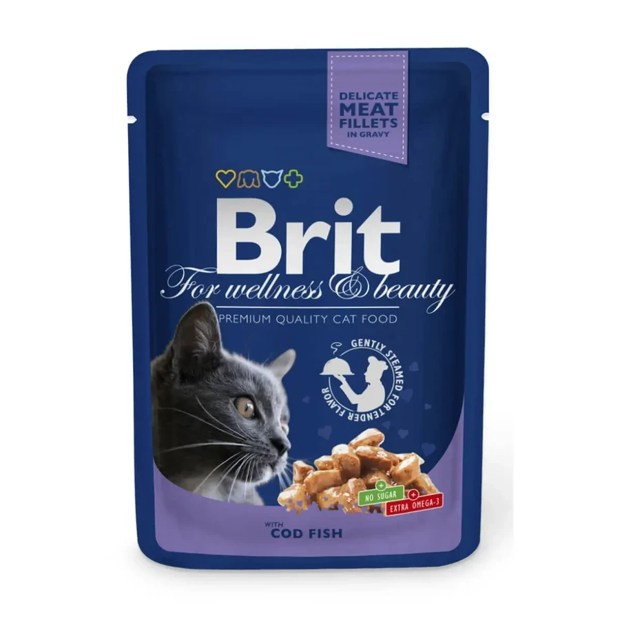 Влажный корм для кошек BRIT Premium, Треска, саше, (в соусе), 100 г: цены и характеристики