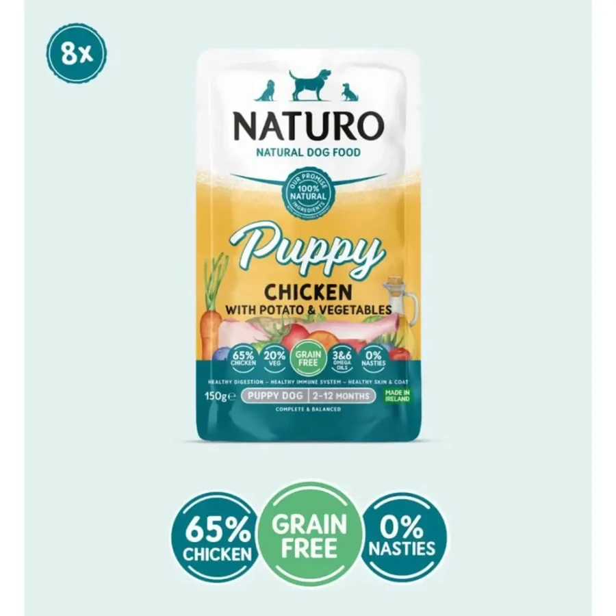 NATURO Puppy, XS-XL, курица, саше влажный корм без злаков для собак младших возрастов, (в собственном соку), 150 г: цены и характеристики