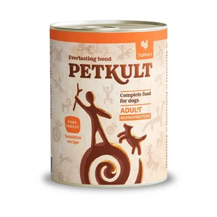 PETKULT Monoprotein Sensitive, индейка и картофель, консервированный однобелковый беззерновой влажный корм для собак, 800г