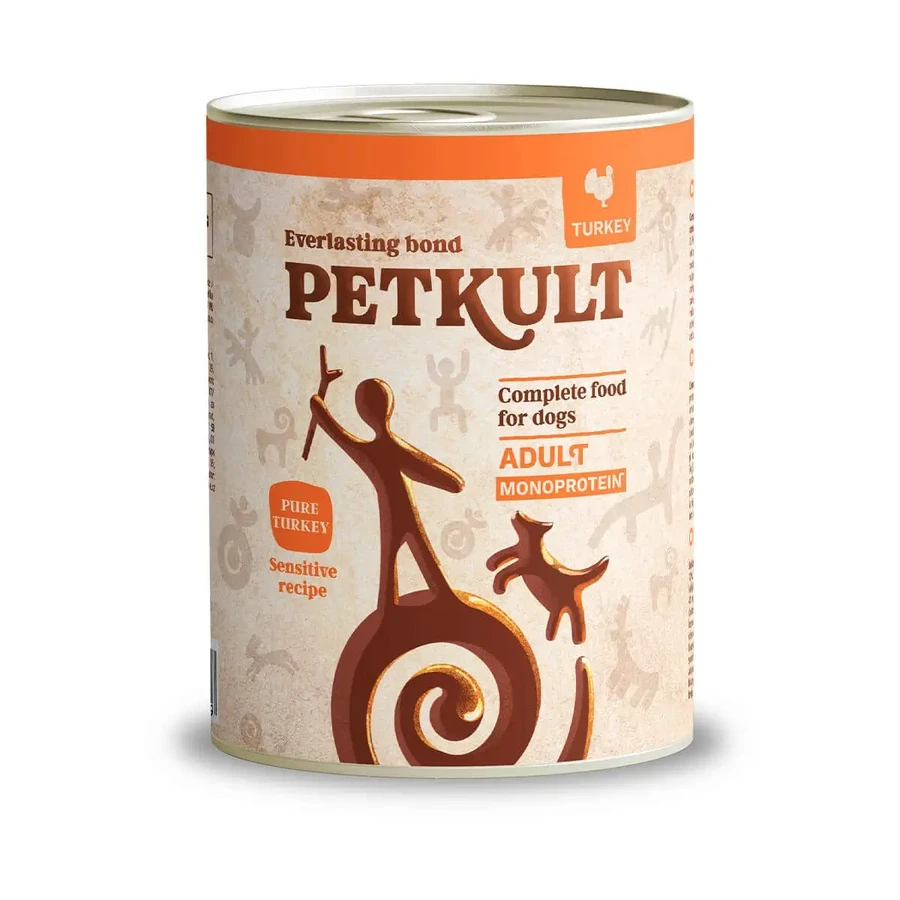 PETKULT Monoprotein Sensitive, индейка и картофель, консервированный однобелковый беззерновой влажный корм для собак, 800г: цены и характеристики