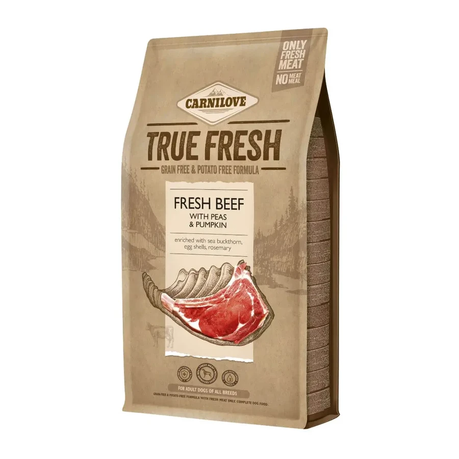 CARNILOVE True Fresh Adult S-XL, Свежая говядина с горохом и тыквой, беззерновой сухой корм для собак, 4 кг: цены и характеристики
