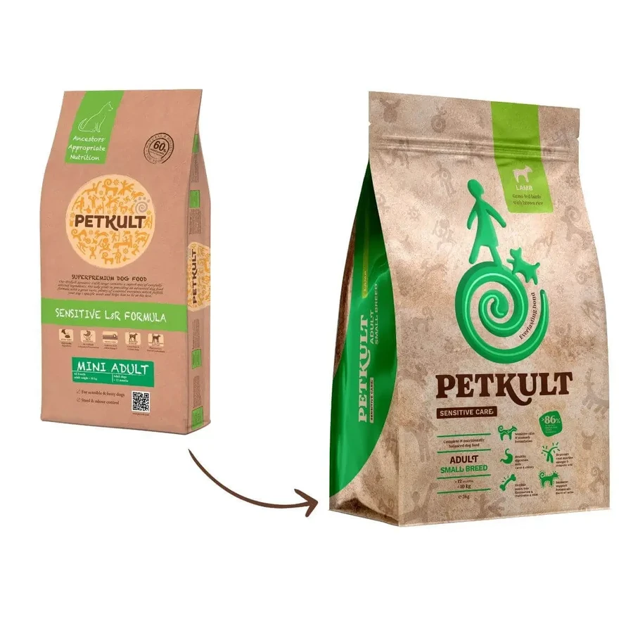 PETKULT Sensitive Care Adult Small Breed, XS-S, ягненок и коричневый рис, сухой корм для собак с аллергией, 1 кг: цены и характеристики