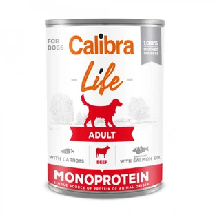 CALIBRA Life, XS-XL, Говядина с морковью, консервированный однобелковый беззерновой влажный корм для собак, (пате), 400 г