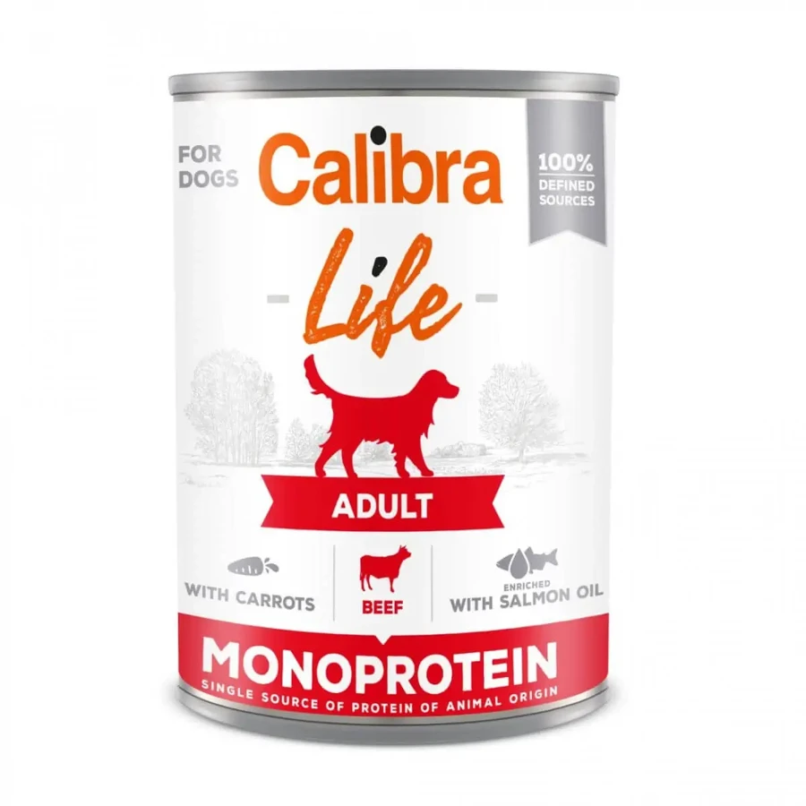 CALIBRA Life, XS-XL, Говядина с морковью, консервированный однобелковый беззерновой влажный корм для собак, (пате), 400 г: цены и характеристики