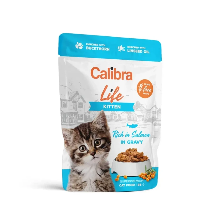 CALIBRA Life, Лосось, вологий корм у пакетиках, беззерновий, для котів молодшого віку, (в соусі), 85г: ціни та характеристики
