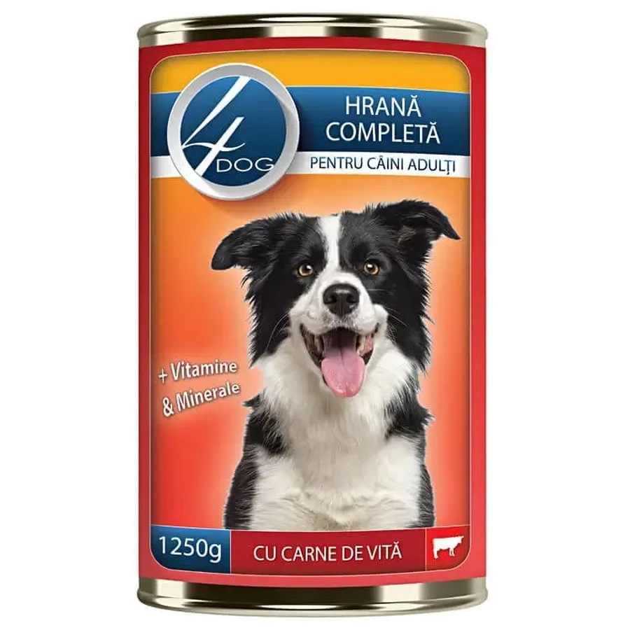 4Dog Консервы с говядиной, 1250 г: цены и характеристики
