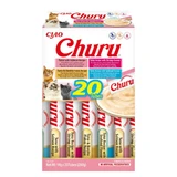 INABA Churu Churu Tuna & Seafood Varieties (Тунець і лосось|Креветки|Боби боніто|Морепродукти), банка, беззерновий тюбик для заохочення котів, (топпінг), 280г
