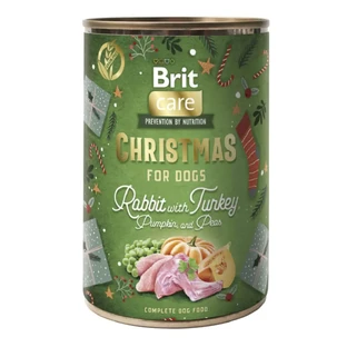 BRIT Christmas, XS-XL, Кролик и Индейка, консервированный беззерновой влажный корм для собак, (паштет), 400 г