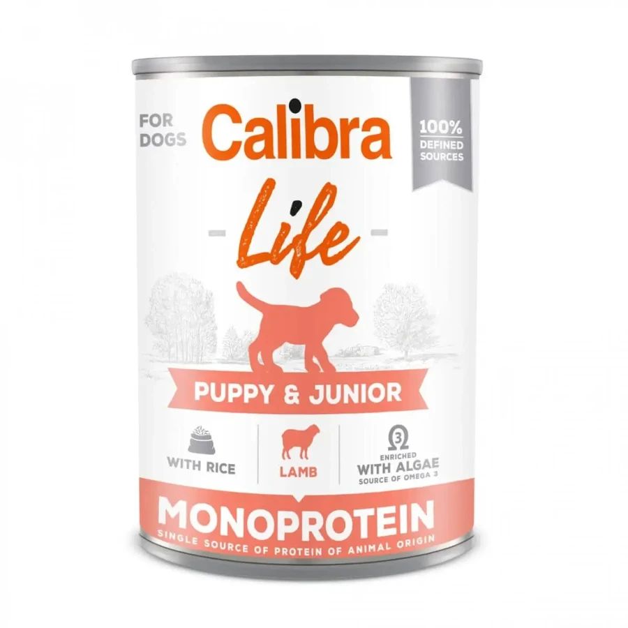 CALIBRA Life Puppy&Junior, XS-XL, мед и рис, консервированный однобелковый влажный корм для собак младших возрастов, (пате), 400 г: цены и характеристики