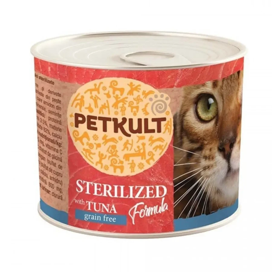 PETKULT PETKULT Sterilised, тунець, консервований беззерновий вологий корм для котів, 185г: ціни та характеристики