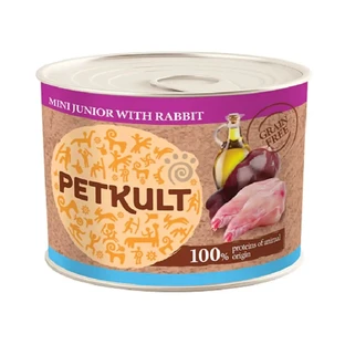 PETKULT Grain Free Mini Junior, Кролик, консервований беззерновий вологий корм для собак молодшого віку, 185г