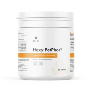 HEXY VET Hexy PetPhos Calcium tablets, XS-XL, добавка для костной системы собак, флакон, 60 таблеток