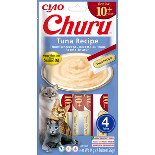 INABA Churu Creamy Creamy Senior, тунець, пакетик, беззернове ласощі для котів старшого віку, (пюре), 56г