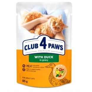 CLUB 4 PAWS, Утка, саше влажный корм для кошек, (в соусе), 85 г