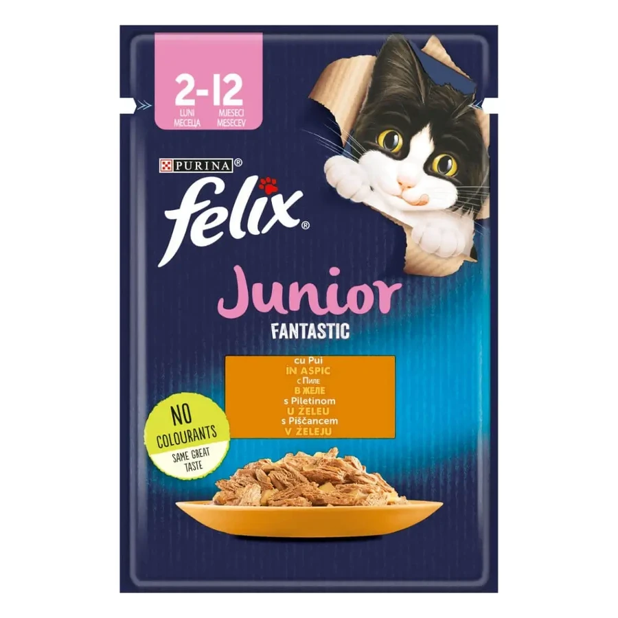 PURINA Felix Fantastic Junior, курятина, вологий корм у пакетиках для котів молодшого віку, (в аспіді), 85г: ціни та характеристики