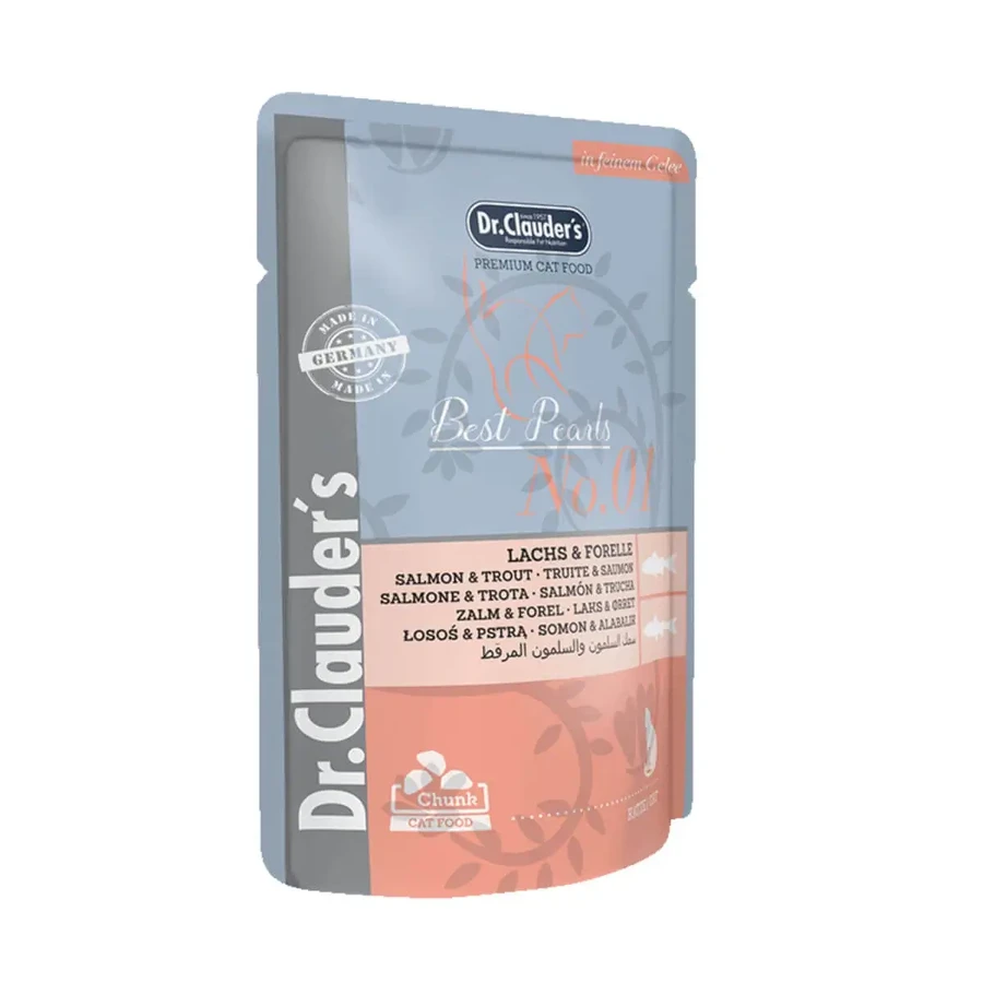 DR. CLAUDER'S, Лосось и форель, саше влажный корм для кошек, (в аспирате), 100 г: цены и характеристики