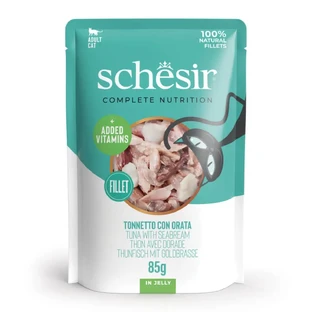 SCHESIR Complete Nutrition, Тунец и морской лещ, саше влажный корм для кошек, (в аспираторе), 85 г