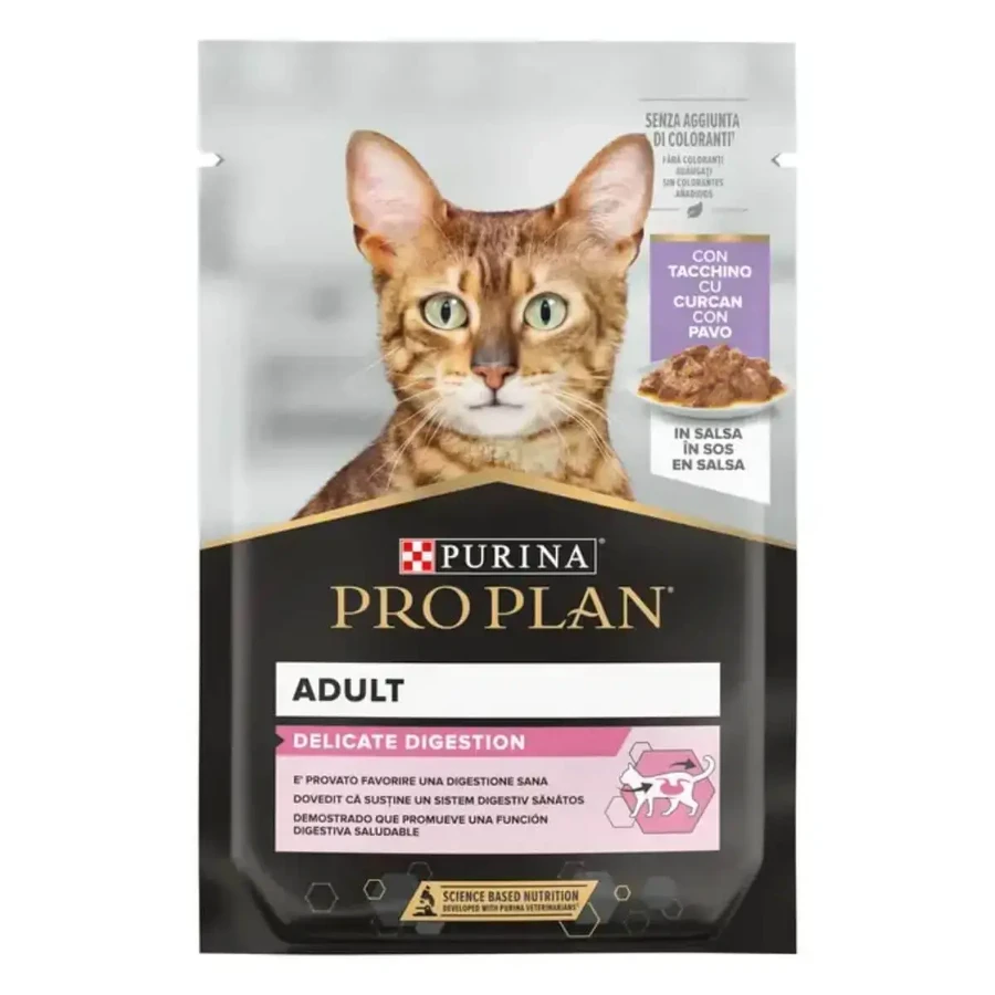 PURINA Pro Plan Делікатне травлення, індичка, вологий корм для котів у пакетиках, травна система, (в соусі), 85г: ціни та характеристики