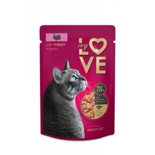 MY LOVE, Индейка, саше влажный корм для кошек, (в соусе), 85г