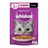 WHISKAS, Лосось, саше влажный корм для кошек, (в соусе), 85 г