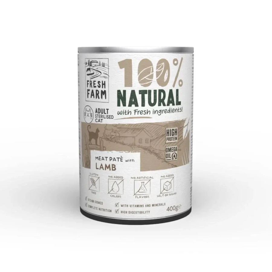 FRESH FARM Smooth Sterilised, ягня, консерви вологі для стерилізованих котів, (паштет), 400г: ціни та характеристики