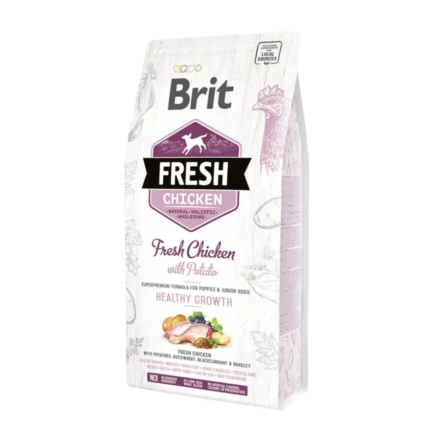 BRIT Fresh Fresh Healthy Growth Puppy & Junior S-XL, курица с картофелем, низкозерновой сухой корм для собак младшего возраста, 2,5 кг: цены и характеристики