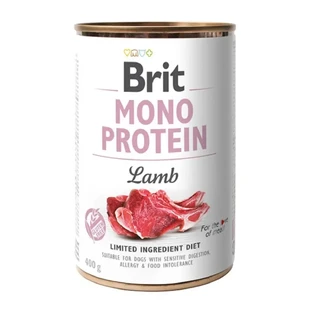 BRIT Mono Protein, Lamb, консервированный однобелковый беззерновой влажный корм для собак, (паштет), 400 г