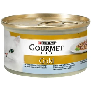 PURINA Gourmet Gourmet Gold Double Pleasure, океанічна риба зі шпинатом, консерви для вологих котів, (в соусі), 85г
