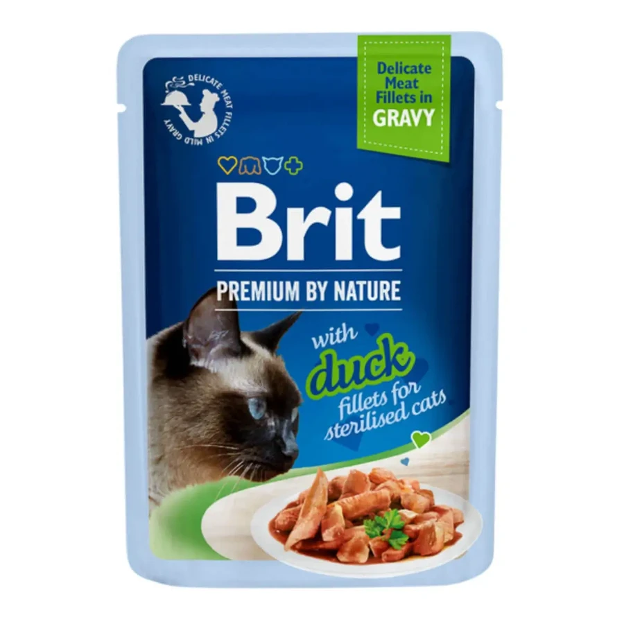 BRIT Premium by Nature Деликатесное стерилизованное филе, Утка, саше стерилизованный влажный корм для кошек, (в соусе), 85 г: цены и характеристики