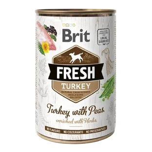BRIT Fresh, Індичка з горошком, консерви з низьким вмістом зернових вологий корм для собак, (в ассіці), 400г