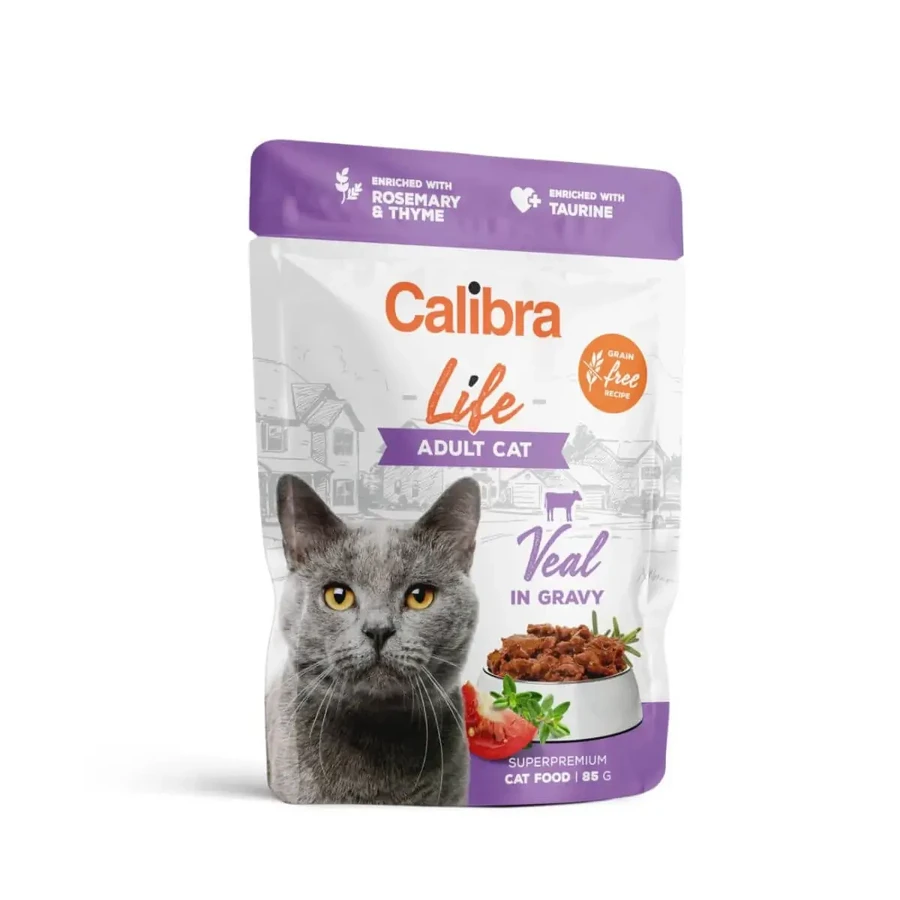 CALIBRA Life, Телятина, пакетик влажного беззернового корма для кошек, (в соусе), 85 г: цены и характеристики