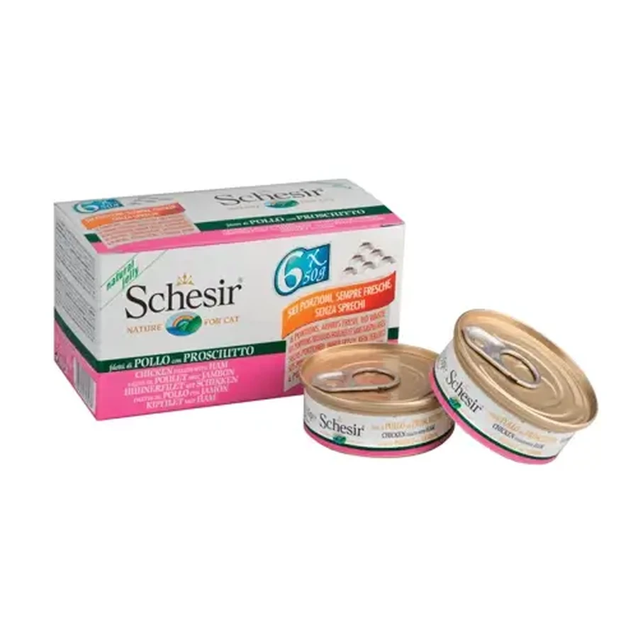 Schesir Мультипакет для кошек Курица и ветчина 6 х 50 г: цены и характеристики