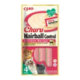 INABA Churu Churu Hairball Control, куряче м'ясо, пакетик, тюбик, беззернові ласощі для котів, контроль клубків шерсті, (пюре), 56г